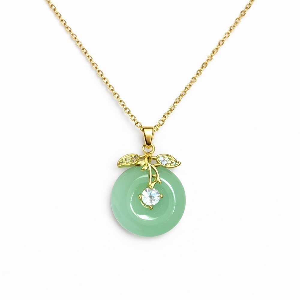 🔥 Mint Green Pendant Necklace with Zirconia - Picture 1 of 4